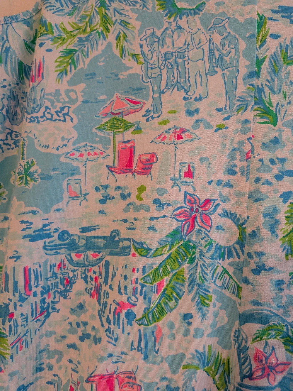 Lilly Pulitzer Light Blue Tropical Print Midi Dress with Pink Trim XL - Picture 10 of 11